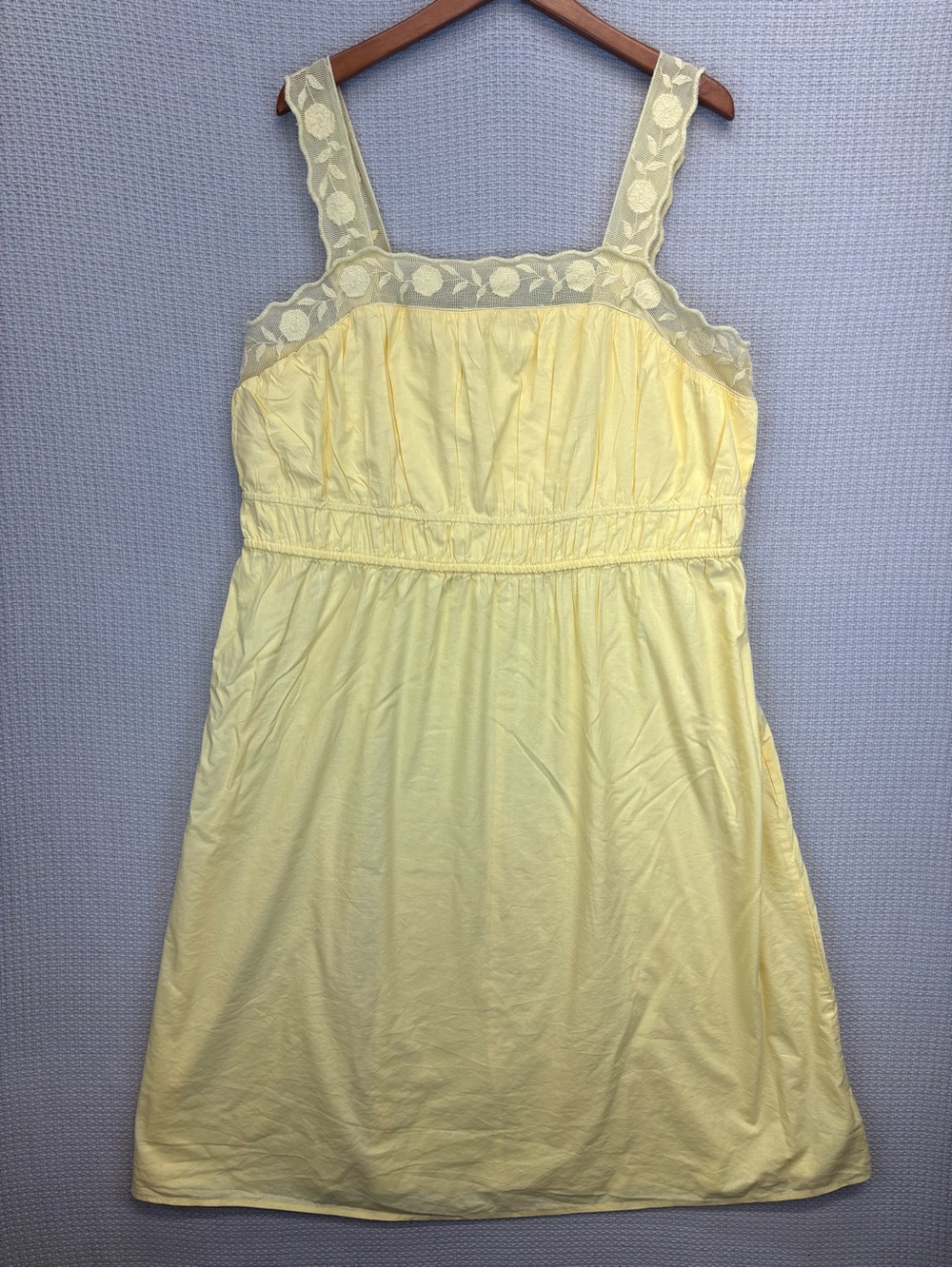 Old Navy Light Yellow Midi Sundress with Lace Straps